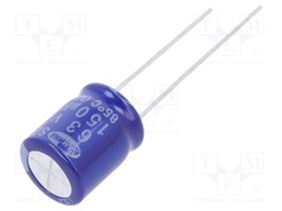 Capacitor: electrolytic; THT; 150uF; 63VDC; Ø10x12.5mm; ±20%; 2000h