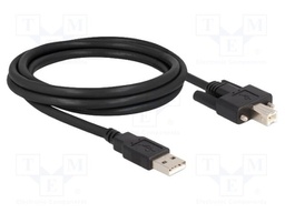 Cable; USB 2.0; USB A plug,USB B plug; gold-plated; 2m; black