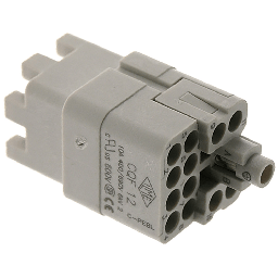 CQM 12 MALE Rectangular INSERT 12P+E, 12 pin, 10 amp, Crimp