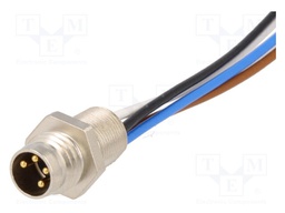 Connector: M8; 0.5m; male; PIN: 4; for panel mounting,screw; socket