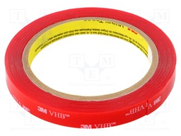 Tape: fixing; W: 12mm; L: 5.5m; Thk: 500um; acrylic; transparent