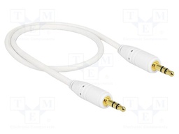 Cable; Jack 3.5mm 3pin plug,both sides; 0.5m; white; 24AWG