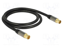 Cable; 1m; coaxial 9.5mm socket,coaxial 9.5mm plug; black; 75Ω