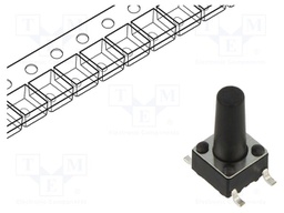 Microswitch TACT; SPST; Pos: 2; 0.05A/12VDC; SMT; 2.45N; 6x6x3.5mm