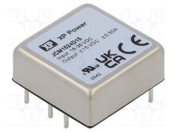 Isolated Board Mount DC/DC Converter, 2:1 Input, ITE, 2 Output, 15 W, 15 V, 500 mA, -15 V