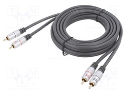 Cable; RCA plug x2,both sides; 3m; black