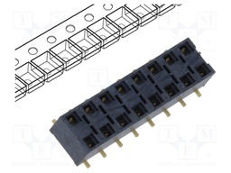 Connector: pin strips; female; 2.54mm; gold-plated; SMT; socket