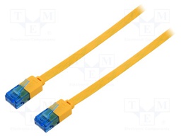 Patch cord; U/UTP; 6a; stranded; Cu; PVC; yellow; Len: 1m; 32AWG