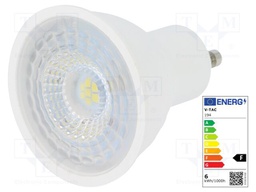 LED lamp; cool white; GU10; 220/240VAC; 480lm; 6.5W; 110°; 6400K