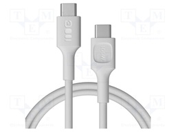 Cable; USB C plug,both sides; 1.2m; white; PVC; 480bps; 100W