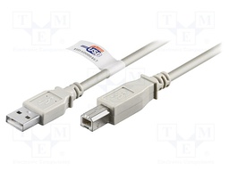 Cable; USB 2.0; USB A plug,USB B plug; 5m; grey; Core: Cu; 480Mbps