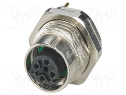 Connector: M12; socket; PIN: 4; female; 250V; straight; THT; D code