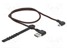 Cable; USB 2.0; gold-plated; 0.5m; black,red; 24AWG,28AWG; 480Mbps