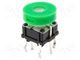 Microswitch TACT; SPST-NO; Pos: 2; 0.05A/12VDC; THT; LED; green