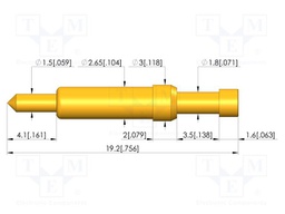 Test needle; Spring compression: 2.8mm; 3.5mm; 5A; brass; Ø: 2.3mm