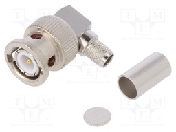 Plug; BNC; male; angled 90°; 50Ω; soldering,crimped; for cable