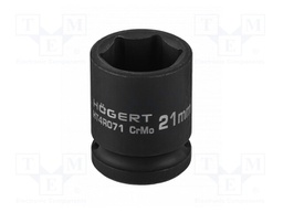 Wrench; hex socket,socket spanner,impact; HEX 21mm; 1/2"; short