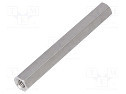 Screwed spacer sleeve; Int.thread: M5; 65mm; hexagonal; aluminium