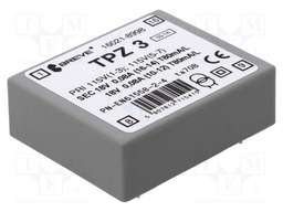 Transformer: mains; 3VA; 115VAC; 18V; 18V; Mounting: PCB; IP00