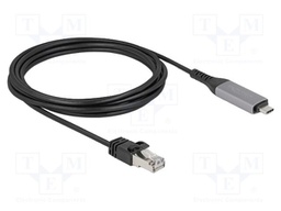 Cable; RJ45 plug,USB C plug; 3m; black; 32AWG; 1Gbps; Cat: 6