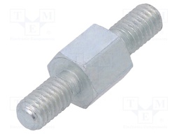 Screwed spacer sleeve; 5mm; Ext.thread: M3; hexagonal; steel; zinc