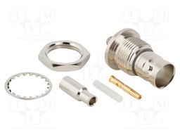 Socket; BNC; female; straight; 75Ω; crimped; for panel mounting