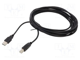 Cable; USB 2.0; USB A plug,USB B plug; 5m; black; 24AWG,28AWG
