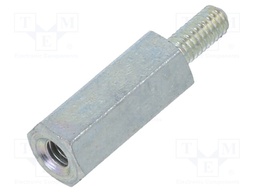 Screwed spacer sleeve; Int.thread: M2,5; 12mm; Ext.thread: M2,5