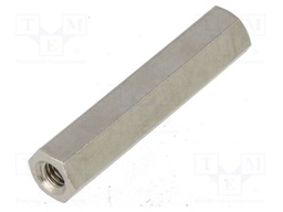 Screwed spacer sleeve; Int.thread: M4; 35mm; hexagonal; brass