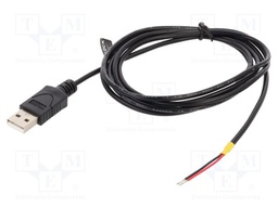 Cable; USB 2.0; wires,USB A plug; 1.5m; black; 22AWG; Øcable: 3mm