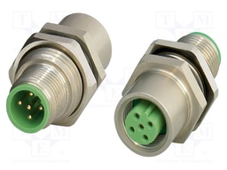 Connector: M12; socket; PIN: 5; 60V; straight; for panel mounting