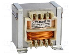 Transformer: mains; 40VA; 230VAC; 9V; 9V; 2.2A; 2.2A; IP00