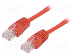 Patch cord; U/UTP; 5e; stranded; CCA; PVC; red; Len: 0.5m; 26AWG