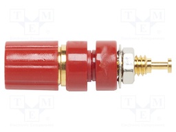 Socket; 2,6mm banana; 5A; 1.5kV; red; Mounting: on panel; insulated
