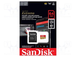 Memory card; Extreme,A2 Specification; microSDXC; 64GB; W: 80MB/s