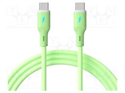 Cable; USB 2.0; USB C plug,both sides; nickel plated; 1m; green