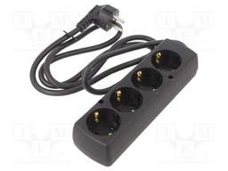 Extension lead; 3x1.5mm2; Schuko; Sockets: 4; PVC; black; Len: 1.5m