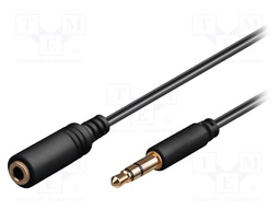 Cable; Jack 3.5mm 3pin socket,Jack 3.5mm 3pin plug; 5m; black