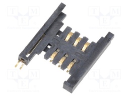 Connector: for cards; SIM; without ejector; SMT; gold flash; PIN: 6