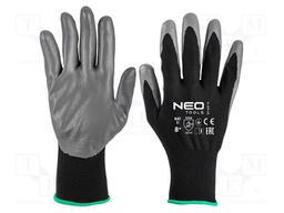 Protective gloves; Size: 8; grey-black; nitryl,polyester