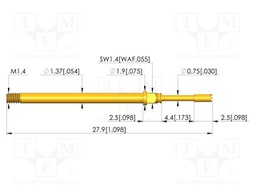 Test needle; Spring compression: 3.5mm; 4.4mm; 5A; CuBe; Ø: 1mm