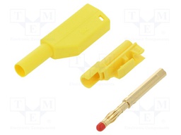 Plug; 4mm banana; 32A; 1kV; yellow-green; with 4mm axial socket