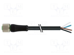 Connection lead; female; IP67; 63VAC; 63VDC; 12A; 5m; PIN: 4; plug