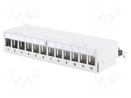Patch panel; Keystone; grey; Number of ports: 12; Height: 1U