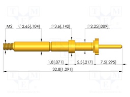 Test needle; Spring compression: 4mm; 5mm; 8A; CuBe; gold-plated