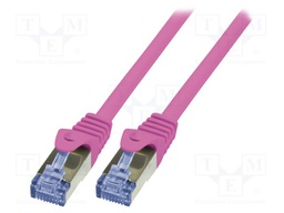 Patch cord; S/FTP; 6a; stranded; Cu; LSZH; violet; 500mm; 26AWG