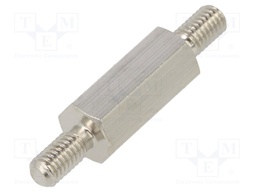 Screwed spacer sleeve; 12mm; Ext.thread: M3; hexagonal; brass