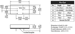 Converter: DC/DC; 20W; Uin: 43÷160V; 15VDC; Iout: 1330mA; 2"x1"; 30g