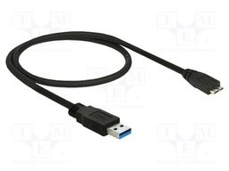 Cable; USB A plug,USB B micro plug; gold-plated; 500mm; black; Cu