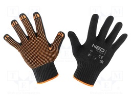 Protective gloves; Size: 9; black-orange; cotton,polyester